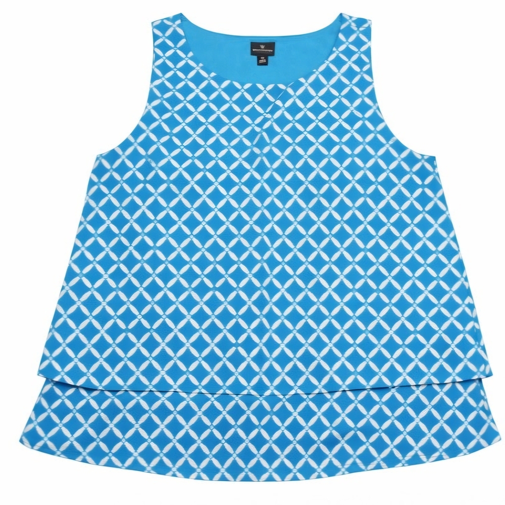 Worthington Blue and White Sleeveless Blouse